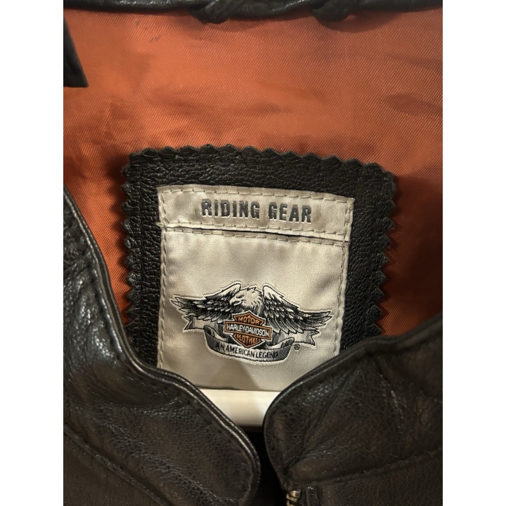 Harley Davidson Moxie Black Orange Rhinestones Riding Jacket Womens - Picture 6 of 8